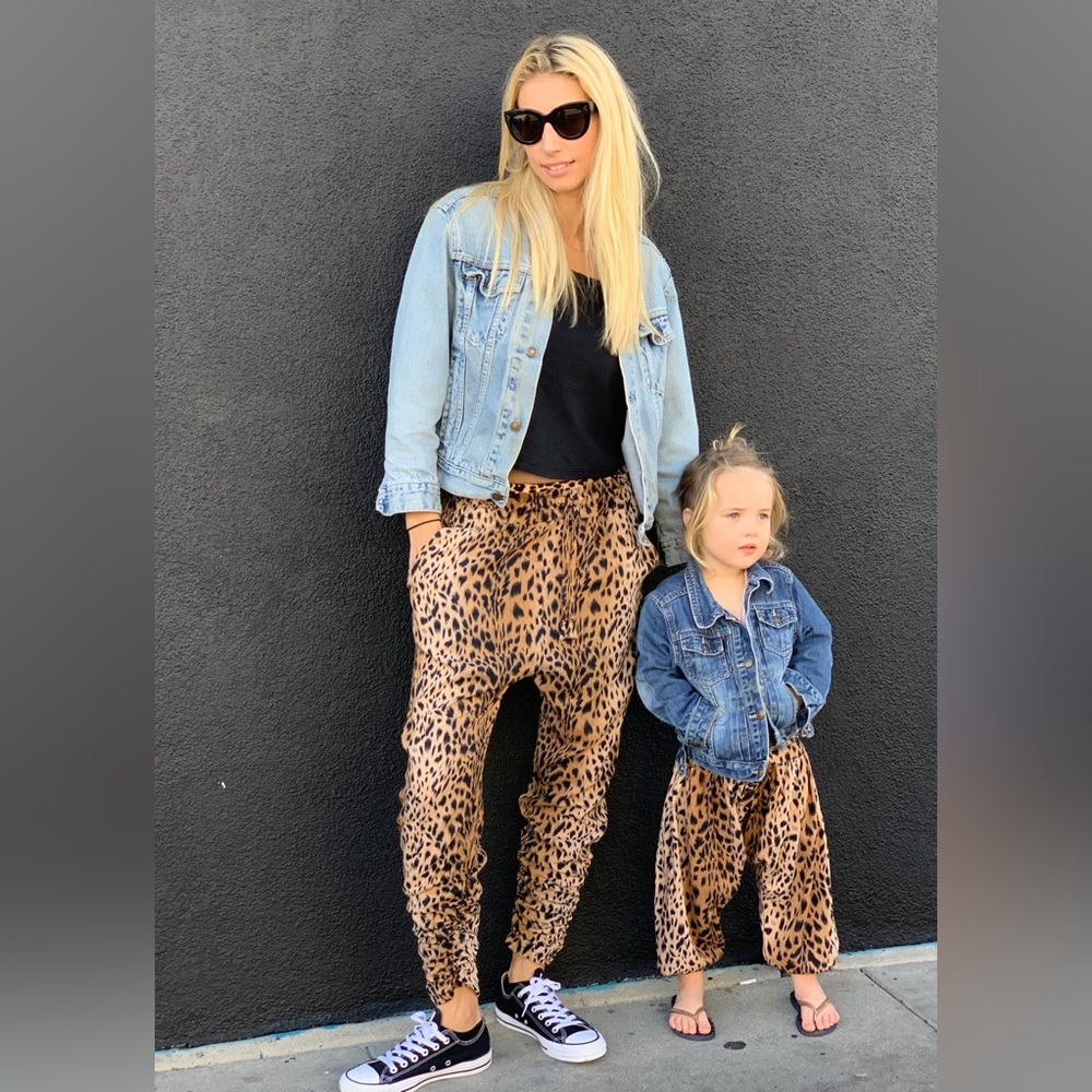 BORN BY THE SHORE Mommy Cheetah Harem Pants Brown Black OS